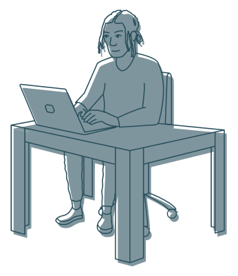 illustration of BIPOC student at desk